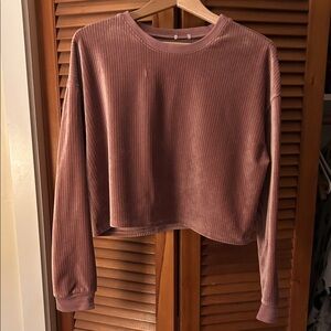 Women's Mauve Ribbed Long Sleeve Top